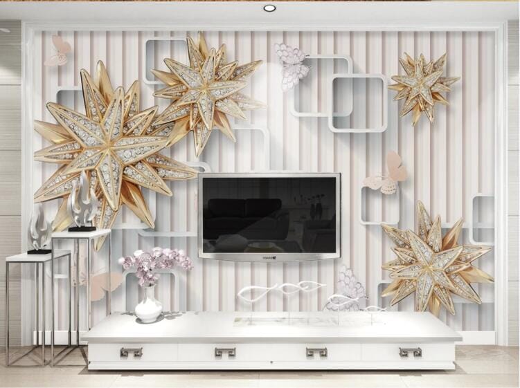 3D Brooch Flower WC782 Wall Murals Wallpaper AJ Wallpaper 2