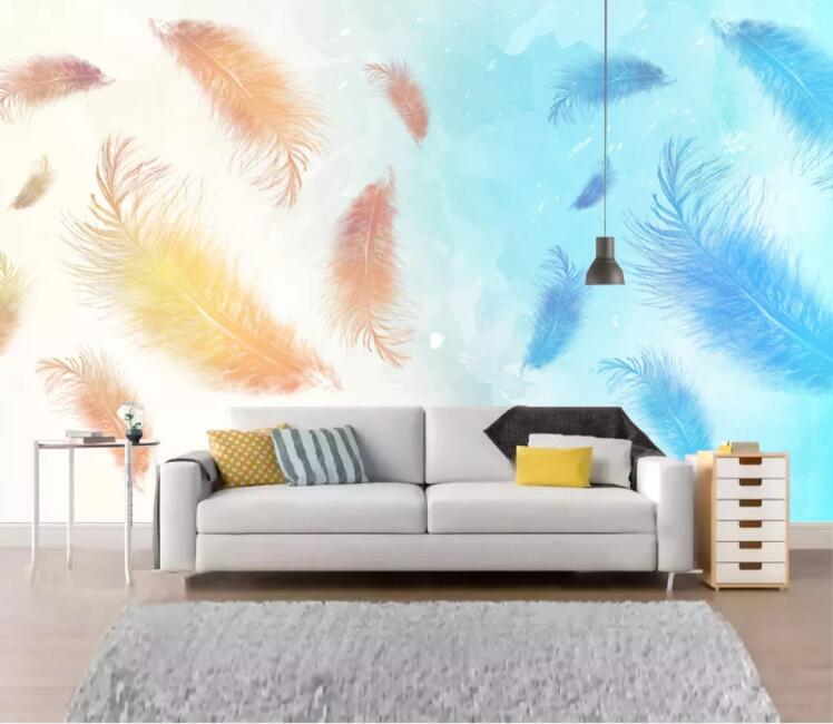 3D Blue Feather WC1614 Wall Murals