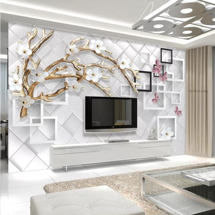 3D Plum Butterfly WC677 Wall Murals Wallpaper AJ Wallpaper 2