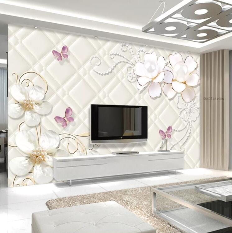 3D Purple Butterfly WC670 Wall Murals Wallpaper AJ Wallpaper 2