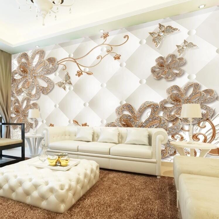 3D Silver Butterfly WC671 Wall Murals Wallpaper AJ Wallpaper 2