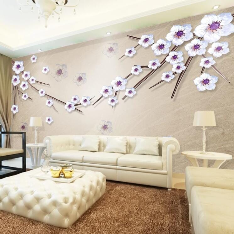 3D Plum Petals WC657 Wall Murals Wallpaper AJ Wallpaper 2