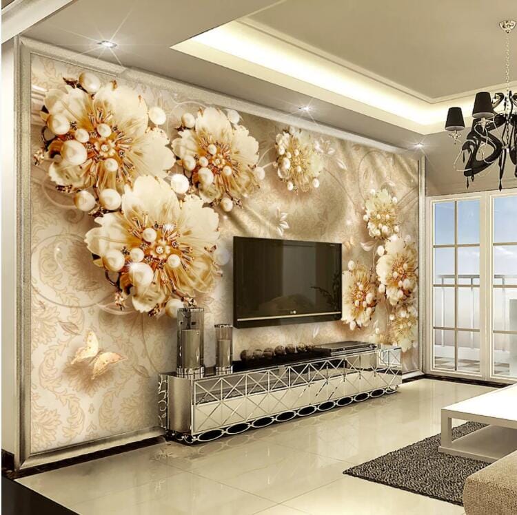 3D Butterfly Pearl WC585 Wall Murals Wallpaper AJ Wallpaper 2