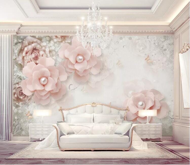 3D Pink Pearl Rose WC211 Wall Murals Wallpaper AJ Wallpaper 2