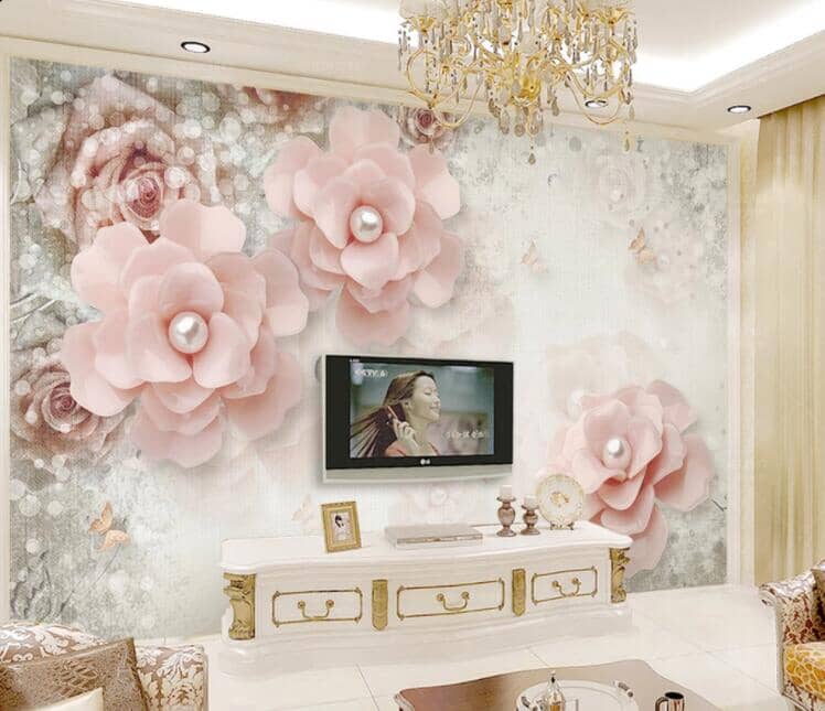 3D Pink Pearl Rose WC211 Wall Murals Wallpaper AJ Wallpaper 2