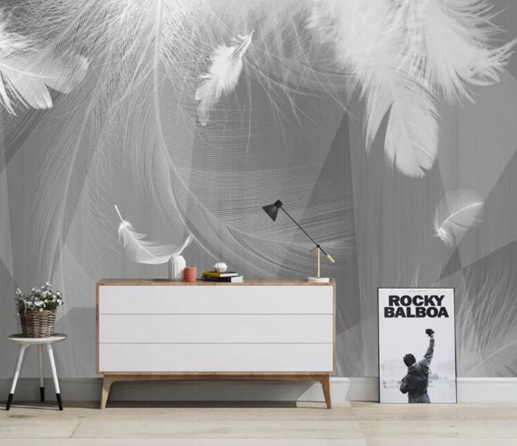 3D White Feather WC2715 Wall Murals