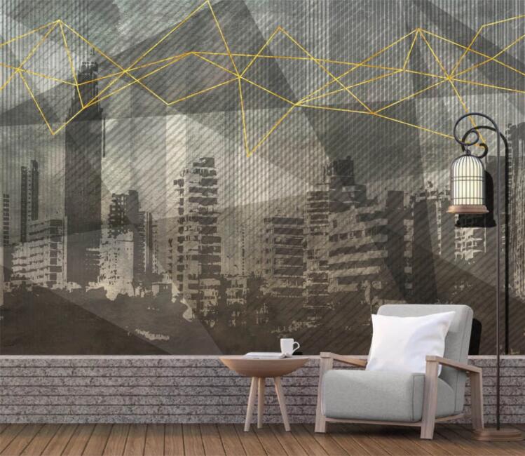 3D Black Building WC2649 Wall Murals