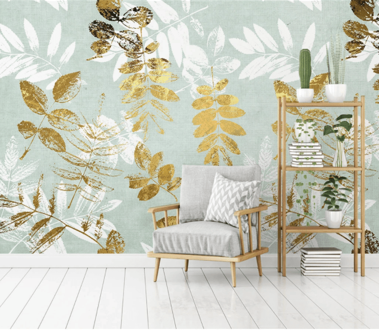 3D Golden Leaves WC1047 Wall Murals Wallpaper AJ Wallpaper 2