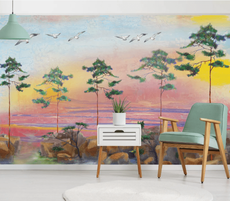 3D Seagull Tree WC1017 Wall Murals Wallpaper AJ Wallpaper 2