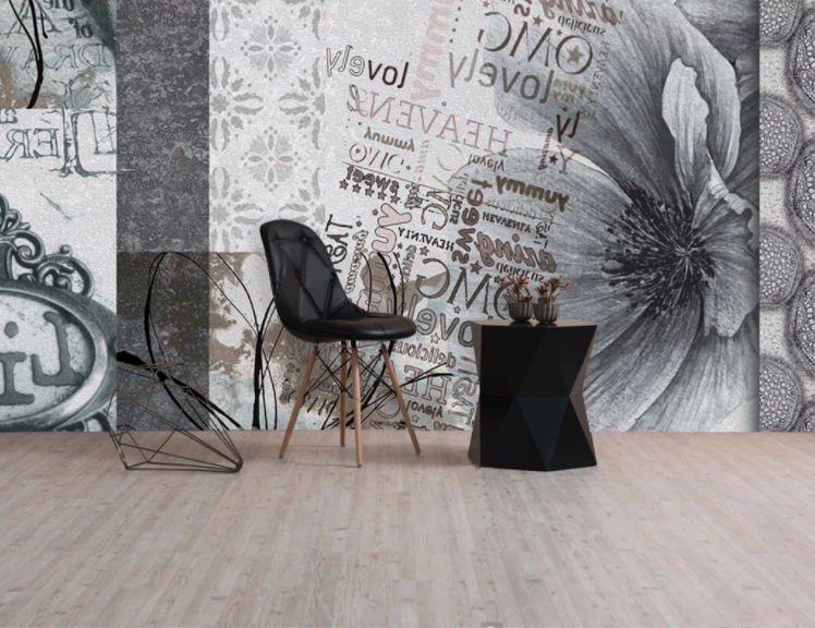 3D Black Flower WC933 Wall Murals