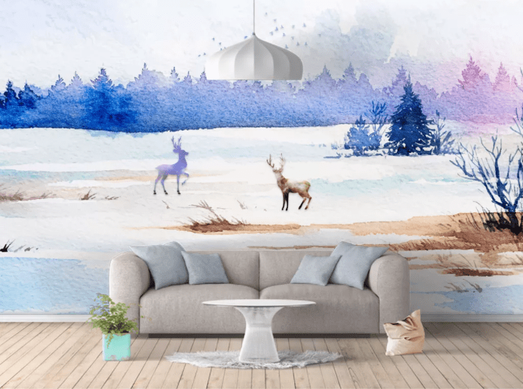 3D Fawn Lake WC888 Wall Murals Wallpaper AJ Wallpaper 2