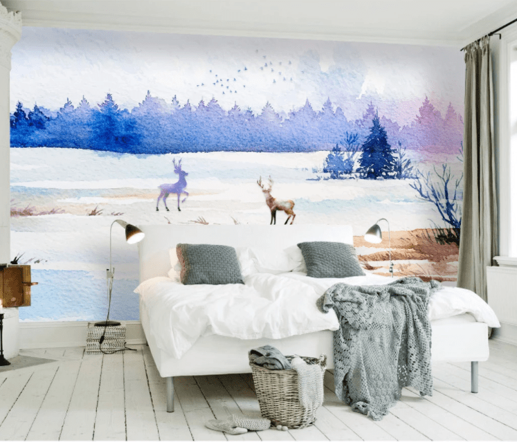 3D Fawn Lake WC888 Wall Murals Wallpaper AJ Wallpaper 2