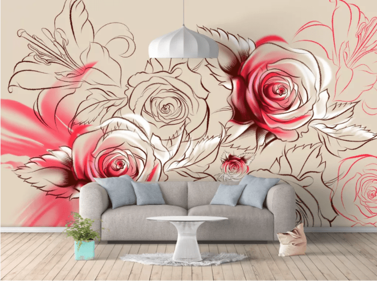 3D Coloring Flower WC774 Wall Murals Wallpaper AJ Wallpaper 2