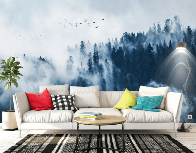 3D Foggy Forest WC766 Wall Murals Wallpaper AJ Wallpaper 2