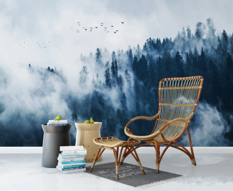 3D Foggy Forest WC766 Wall Murals Wallpaper AJ Wallpaper 2