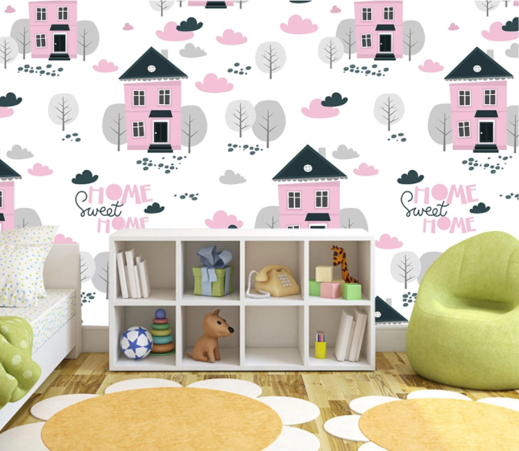 3D Pink House WC1517 Wall Murals