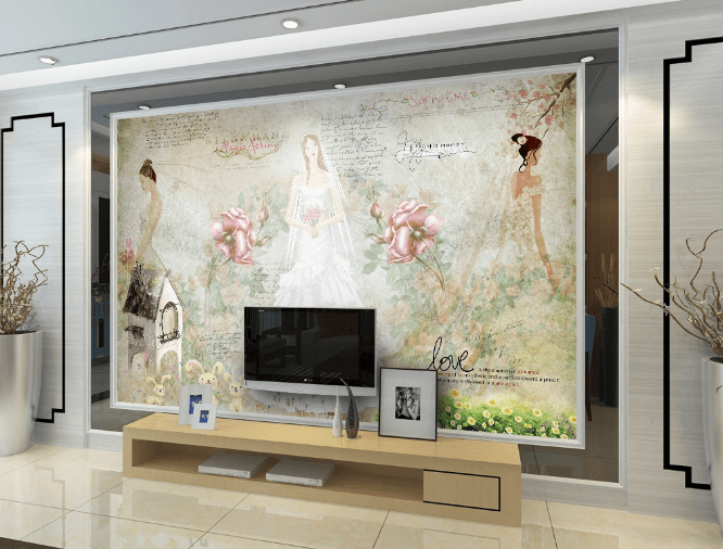 3D Bridal Wedding Dress WC173 Wall Murals Wallpaper AJ Wallpaper 2
