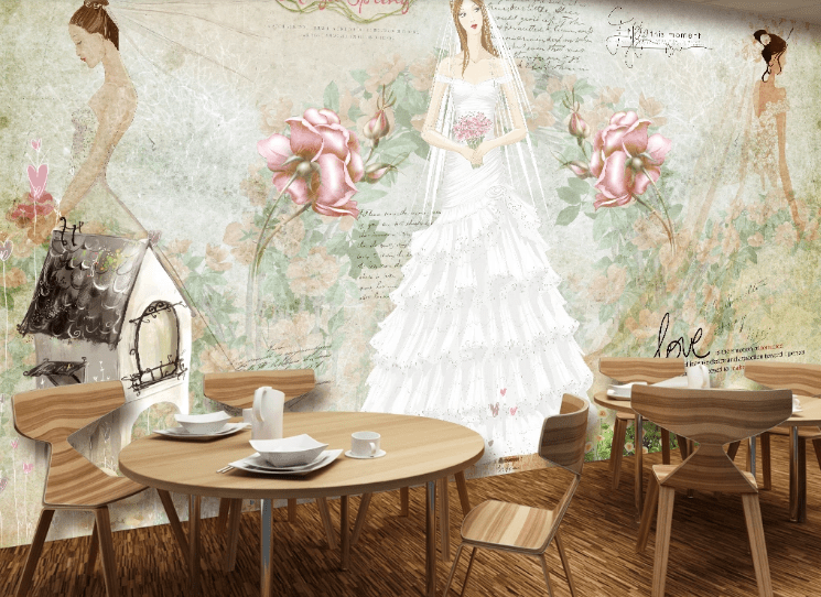 3D Bridal Wedding Dress WC173 Wall Murals Wallpaper AJ Wallpaper 2