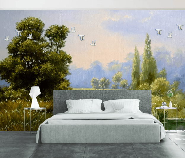 3D Swan Tree WC999 Wall Murals Wallpaper AJ Wallpaper 2