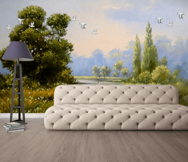 3D Swan Tree WC999 Wall Murals Wallpaper AJ Wallpaper 2