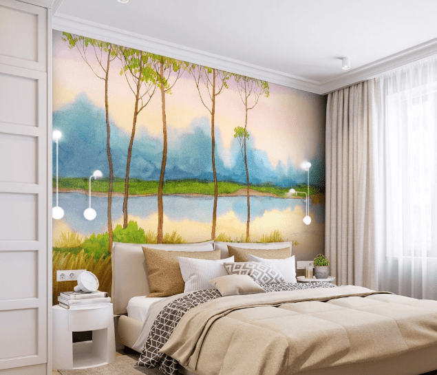 3D Lake Tree WC1013 Wall Murals Wallpaper AJ Wallpaper 2