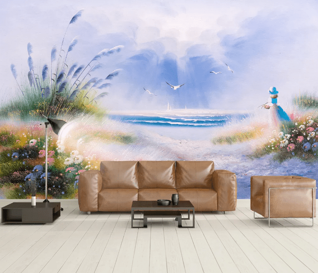 3D Flower Grass River WC928 Wall Murals Wallpaper AJ Wallpaper 2