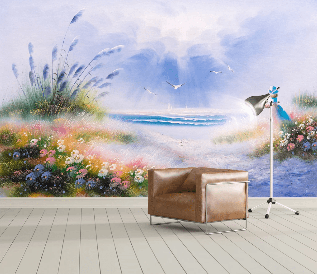 3D Flower Grass River WC928 Wall Murals Wallpaper AJ Wallpaper 2