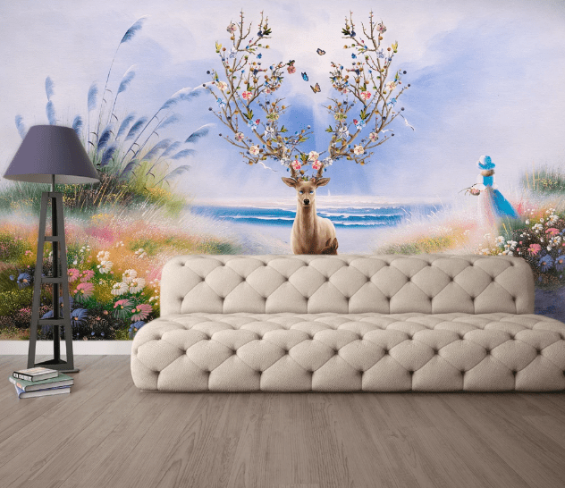 3D Fawn Butterfly WC990 Wall Murals Wallpaper AJ Wallpaper 2