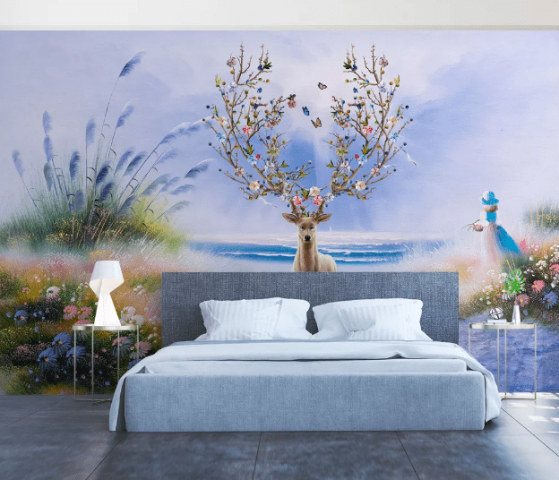 3D Fawn Butterfly WC990 Wall Murals Wallpaper AJ Wallpaper 2