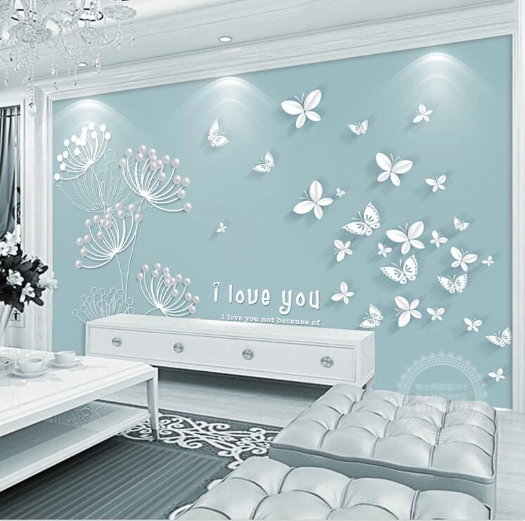 3D White Butterfly WC478 Wall Murals Wallpaper AJ Wallpaper 2