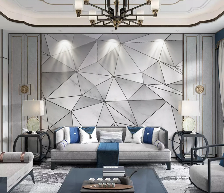 3D Gray Triangle WC2201 Wall Murals