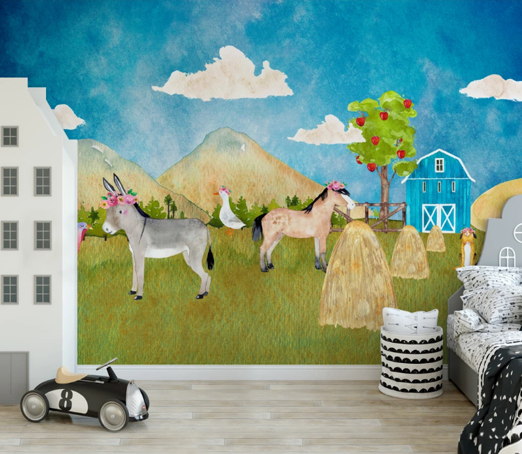 3D Donkey Straw WC2140 Wall Murals