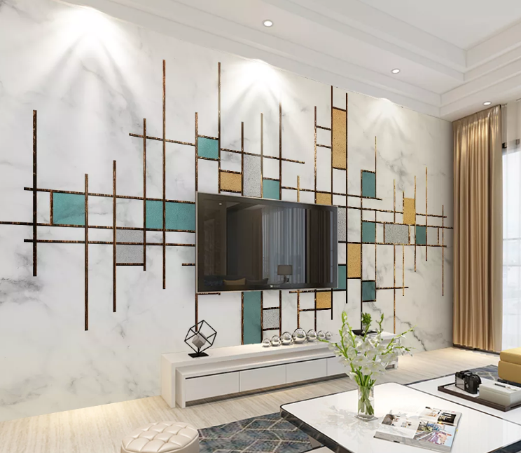 3D Green Geometry WC1924 Wall Murals