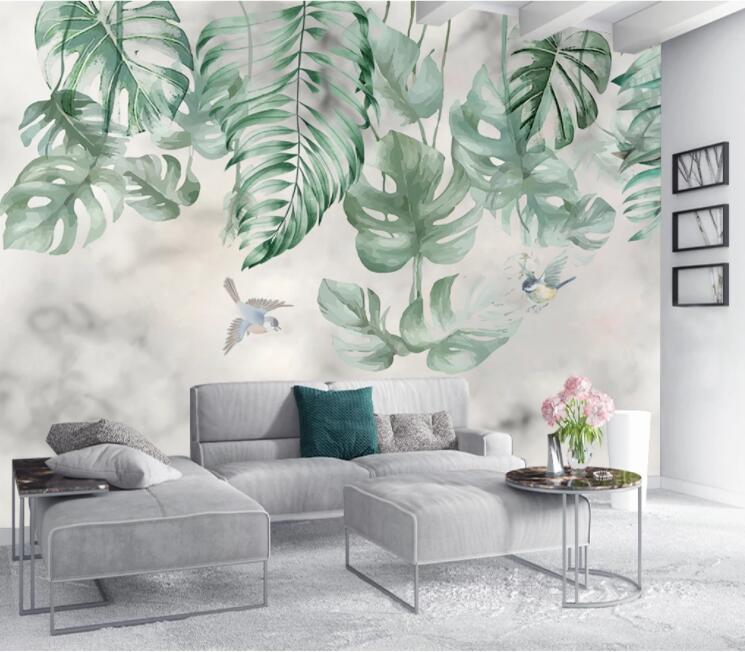 3D Bird Leaf WC2587 Wall Murals