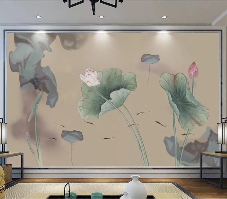 3D Lotus Leaf Fish WC2568 Wall Murals