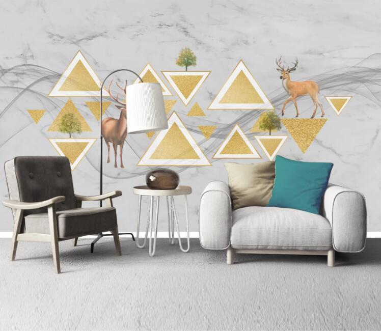 3D Deer Triangle WC2255 Wall Murals