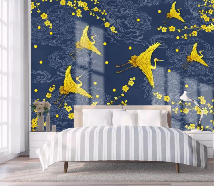 3D Yellow Crane WC2463 Wall Murals