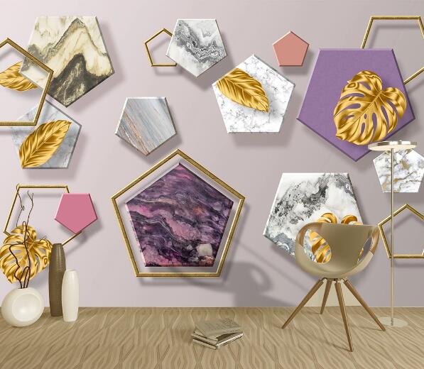 3D Leaf Brick WC1874 Wall Murals