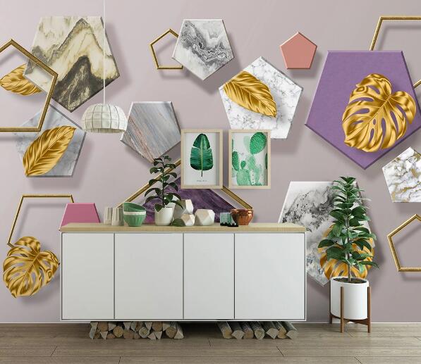 3D Leaf Brick WC1874 Wall Murals