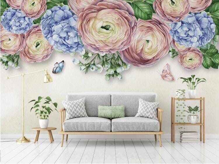 3D Peony Butterfly WC950 Wall Murals Wallpaper AJ Wallpaper 2