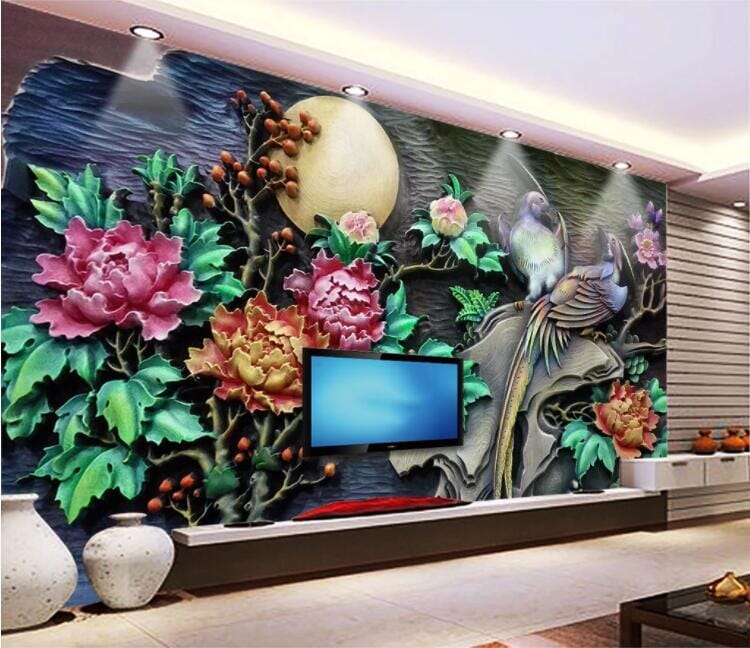 3D Parrot Flower Fruit WC1034 Wall Murals Wallpaper AJ Wallpaper 2