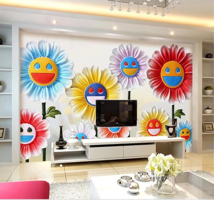3D Sunflower WC899 Wall Murals Wallpaper AJ Wallpaper 2