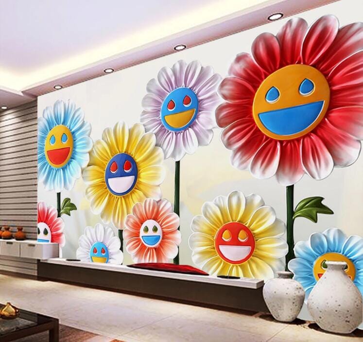 3D Sunflower WC899 Wall Murals Wallpaper AJ Wallpaper 2