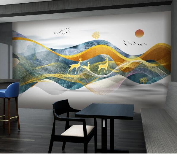 3D Yellow Deer WC1679 Wall Murals