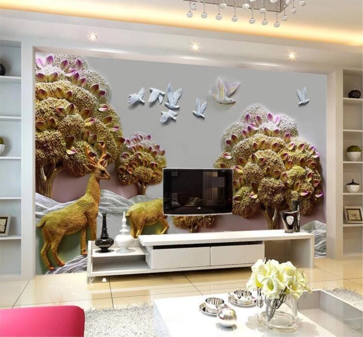 3D Yellow Deer WC865 Wall Murals Wallpaper AJ Wallpaper 2