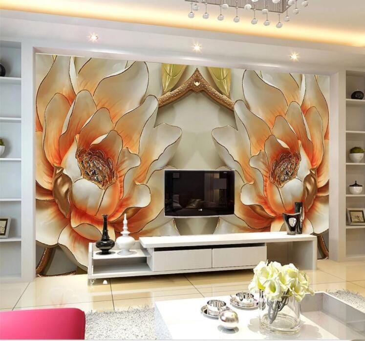3D Peony Decoration WC862 Wall Murals Wallpaper AJ Wallpaper 2