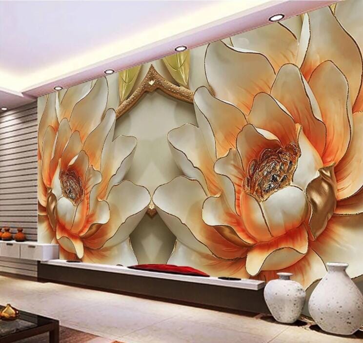 3D Peony Decoration WC862 Wall Murals Wallpaper AJ Wallpaper 2