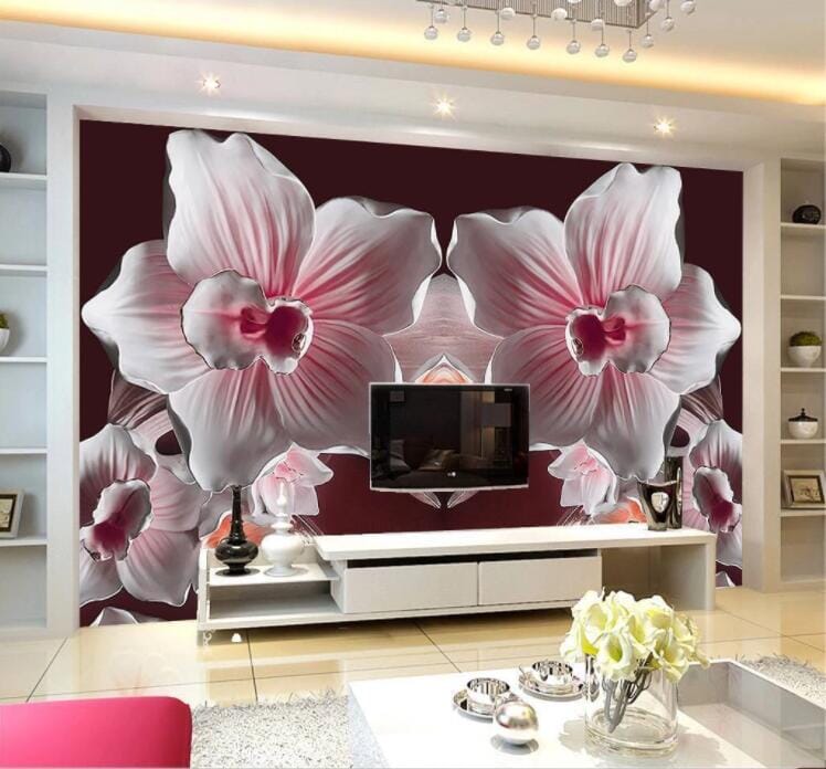 3D Blooming Red Flowers WC857 Wall Murals Wallpaper AJ Wallpaper 2