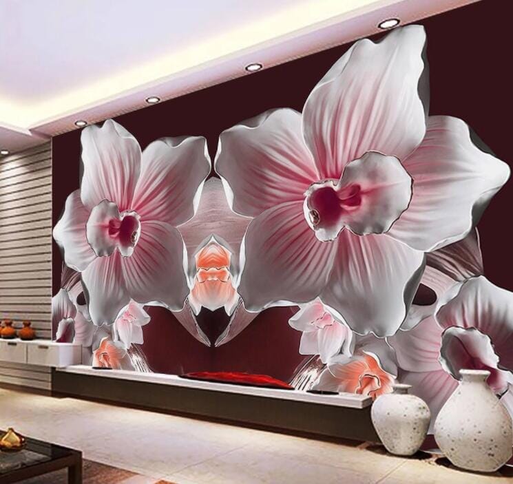 3D Blooming Red Flowers WC857 Wall Murals Wallpaper AJ Wallpaper 2