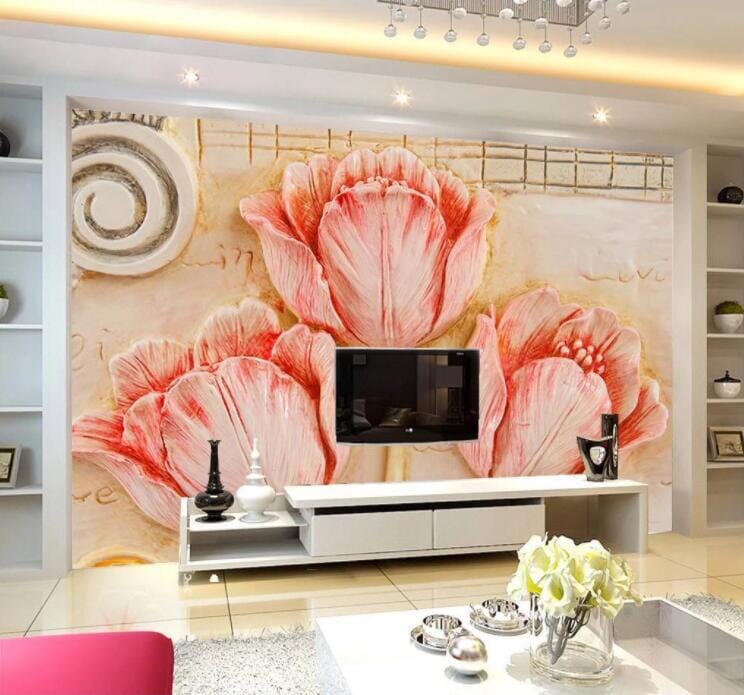 3D Red Tulip WC854 Wall Murals Wallpaper AJ Wallpaper 2